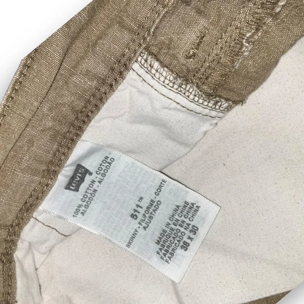 👖 Levi’s 511 Skinny Fit Men’s Brown Jeans Size‎ 38x30 Cotton Denim Casual Style